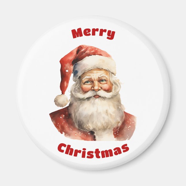 Santa Claus Retro Merry Christmas Magnet (Front)