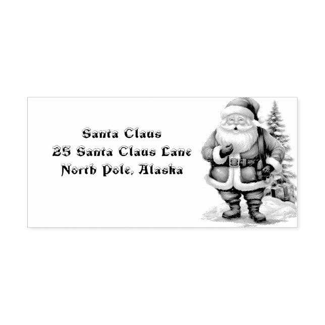Santa Claus Return Address North Pole Rubber Stamp (Imprint)