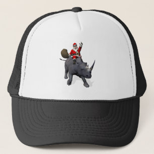 Santa Claus Rides On Rhino Rhinoceros Trucker Hat