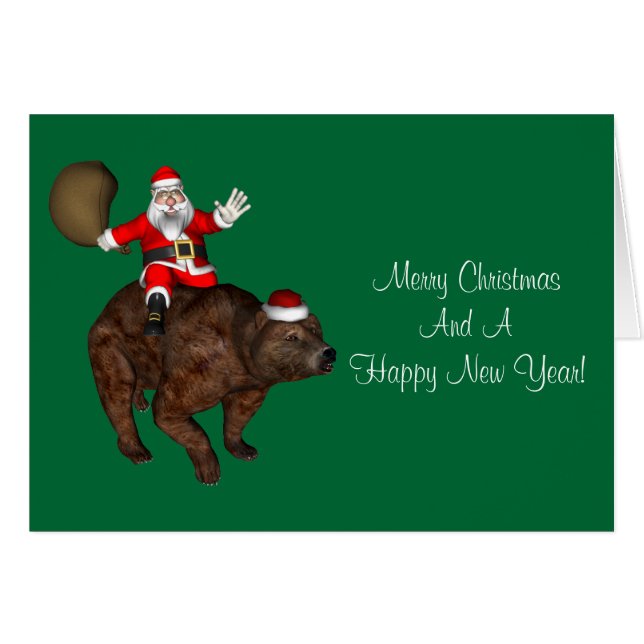 Santa Claus Riding A Bear (Front Horizontal)