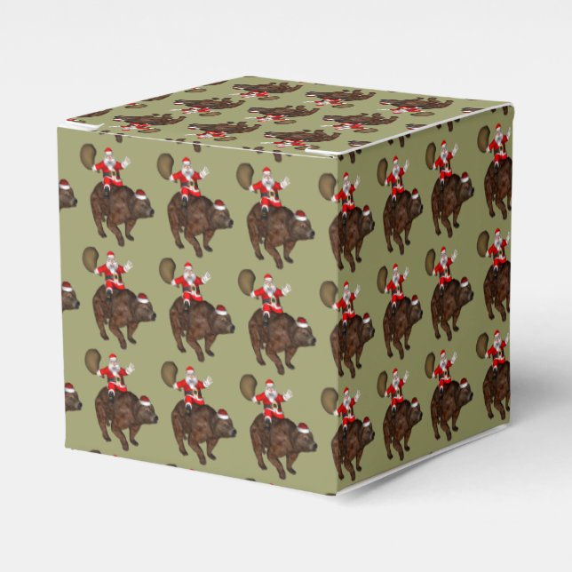 Santa Claus Riding A Bear Favour Box (Front Side)