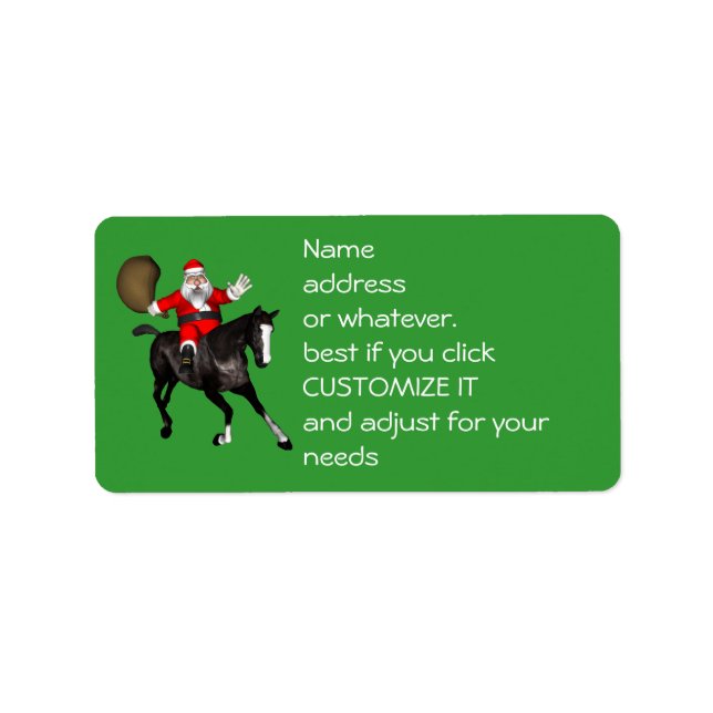 Santa Claus Riding A Black Horse Label (Front)