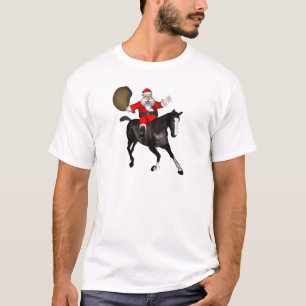 Santa Claus Riding A Black Horse T-Shirt