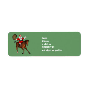 Santa Claus Riding A Brown Horse Return Address Label