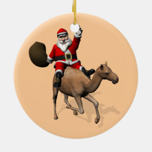 Santa Claus Riding A Camel Ceramic Tree Decoration