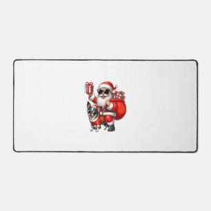 Santa Claus Riding a Chihuahua Dog Christmas Boys Desk Mat