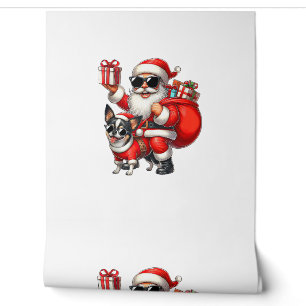 Santa Claus Riding a Chihuahua Dog Christmas Boys Wallpaper