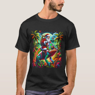 Santa Claus riding a colourful chameleon T-Shirt