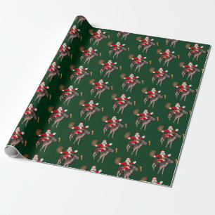 Santa Claus Riding A Donkey Wrapping Paper