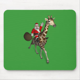 Santa Claus Riding A Giraffe Mouse Pad
