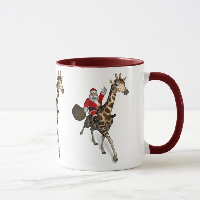 Santa Claus Riding A Giraffe Mug (Right)