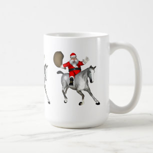 Santa Claus Riding A Grey Horse Coffee Mug