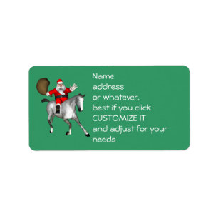 Santa Claus Riding A Grey Horse Label
