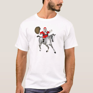 Santa Claus Riding A Grey Horse T-Shirt