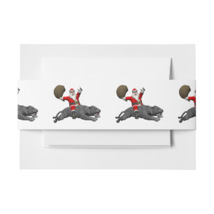 Santa Claus Riding A Grey Panther Invitation Belly Band