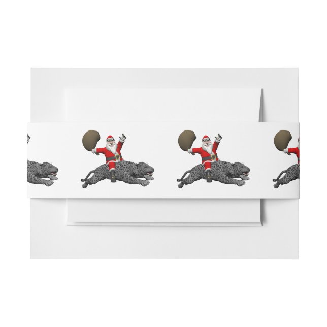 Santa Claus Riding A Grey Panther Invitation Belly Band (Front Example)