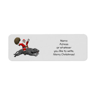 Santa Claus Riding A Grey Panther Return Address Label