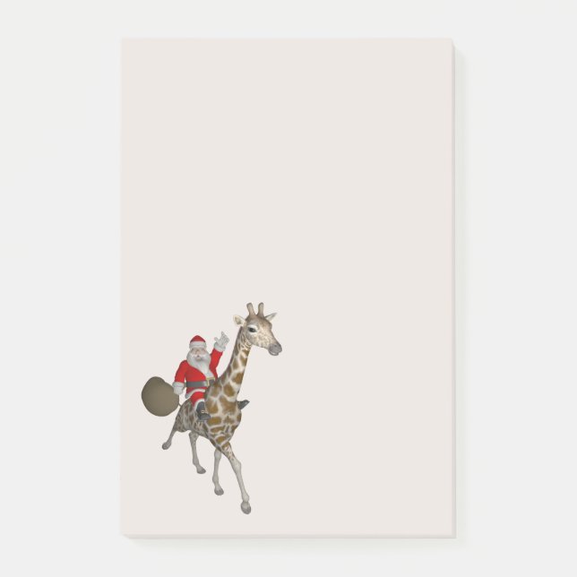 Santa Claus Riding A Jolly Giraffe Post-it Notes (Front)