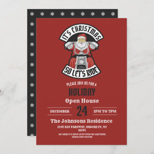 Santa Claus riding a motorcycle Invitation