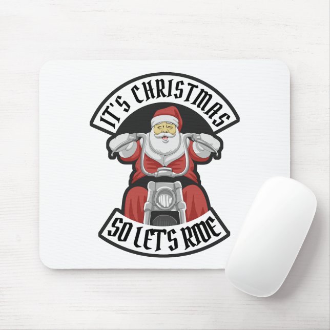 Santa Claus riding a motorcycle Mouse Pad (With Mouse)
