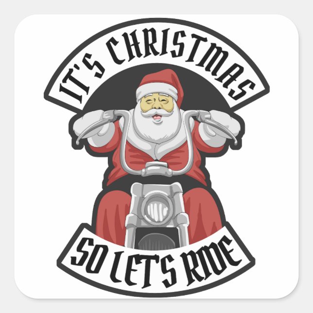 Santa Claus riding a motorcycle Square Sticker (Front)