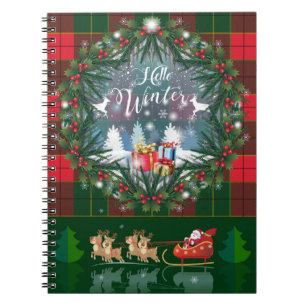 Santa Claus riding a sleigh in led by reindeers Notebook