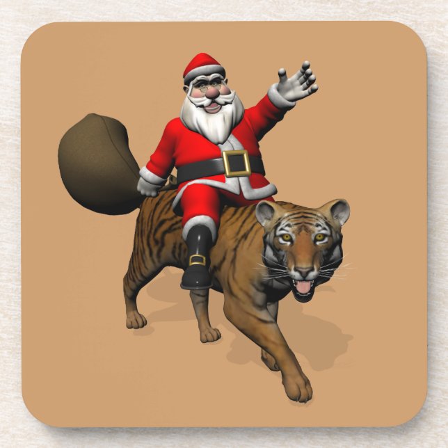 Santa Claus Riding A Tiger Coaster (Front)