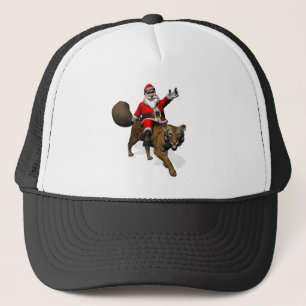 Santa Claus Riding A Tiger Trucker Hat