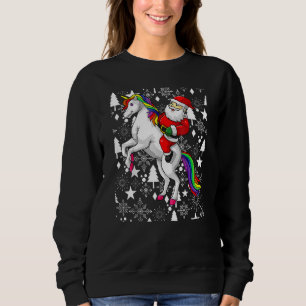 Santa Claus Riding A Unicorn Ugly Christmas Girls  Sweatshirt