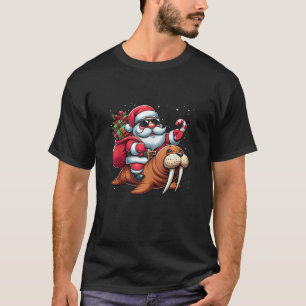 Santa Claus Riding a Walrus Christmas Snow Boys Gi T-Shirt