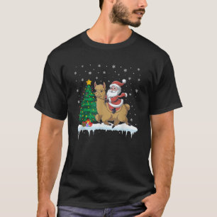 Santa Claus Riding Alpaca Boys Girls Kids Christma T-Shirt