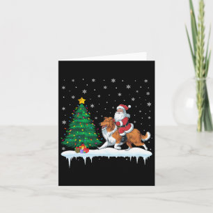Santa Claus Riding Bearded Collie Dog Boys Girls C Card