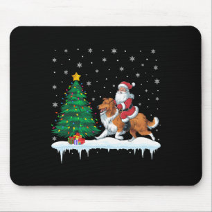 Santa Claus Riding Bearded Collie Dog Boys Girls C Mouse Pad