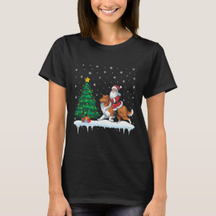 Santa Claus Riding Bearded Collie Dog Boys Girls C T-Shirt
