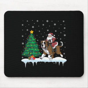 Santa Claus Riding Bernard Dog Boys Girls Kids Chr Mouse Pad