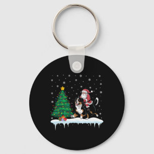 Santa Claus Riding Bernese Mountain Dog Boys Girls Key Ring
