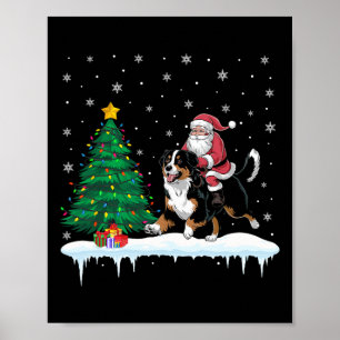 Santa Claus Riding Bernese Mountain Dog Boys Girls Poster