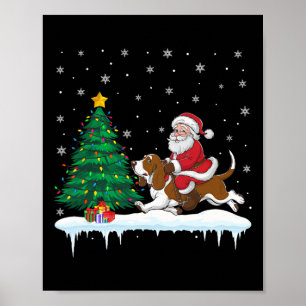 Santa Claus Riding Bet Hound Dog Boys Girls Christ Poster