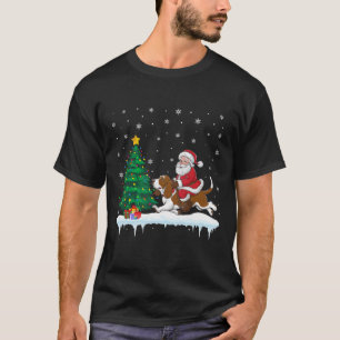 Santa Claus Riding Bet Hound Dog Boys Girls Christ T-Shirt