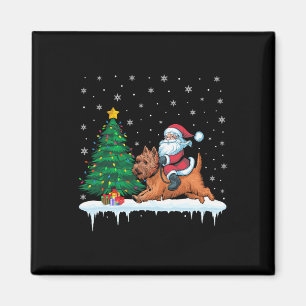 Santa Claus Riding Cairn Terrier Dog Boys Girls Ch Magnet