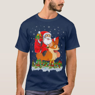 Santa Claus Riding Cardigan Welsh Corgi Dog Christ T-Shirt