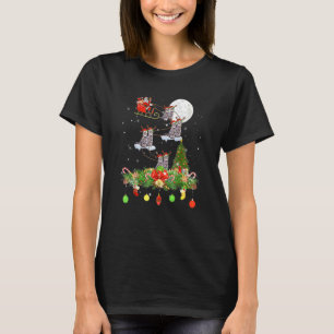 Santa Claus Riding Cat Reindeer Sleigh Xmas Day T-Shirt