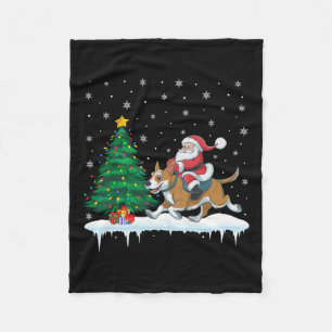 Santa Claus Riding Cattle Dog Boys Girls Kids Chri Fleece Blanket