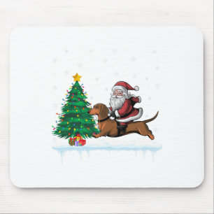 Santa Claus Riding Dachshund Dog Boys Girls Kids C Mouse Pad
