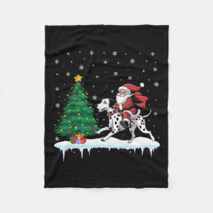 Santa Claus Riding Dalmatian Dog Boys Girls Kids C Fleece Blanket