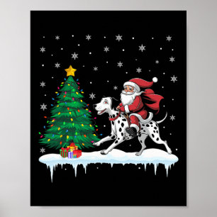 Santa Claus Riding Dalmatian Dog Boys Girls Kids C Poster