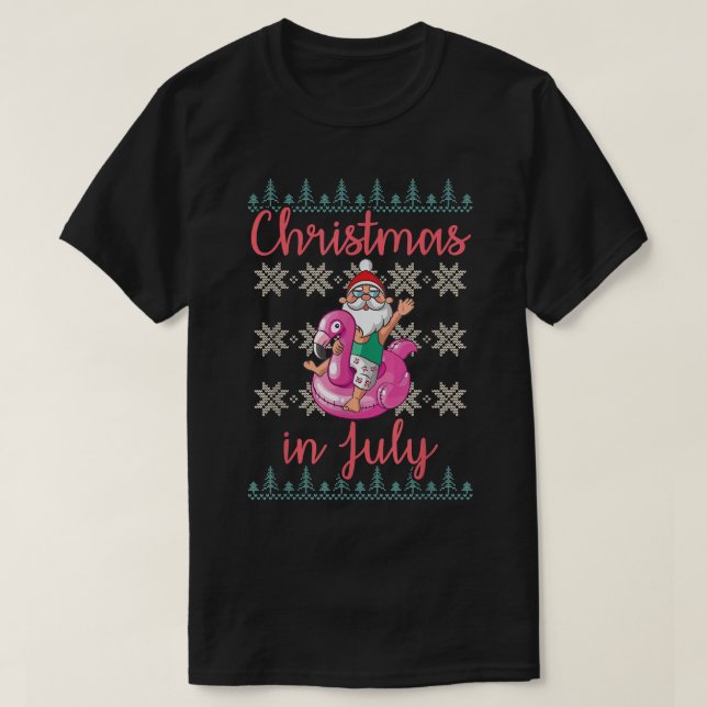 Santa Claus Riding Duck Merry Chrismas In July Ugl T-Shirt (Design Front)