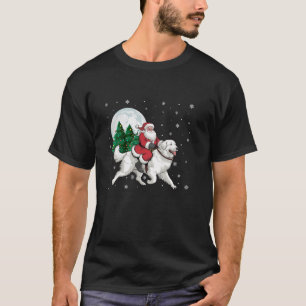 Santa Claus Riding Great Pyrenees Dog Christmas Tr T-Shirt
