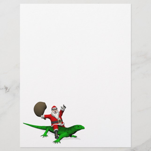 Santa Claus Riding Green Lizard (Front)