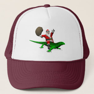 Santa Claus Riding Green Lizard Trucker Hat
